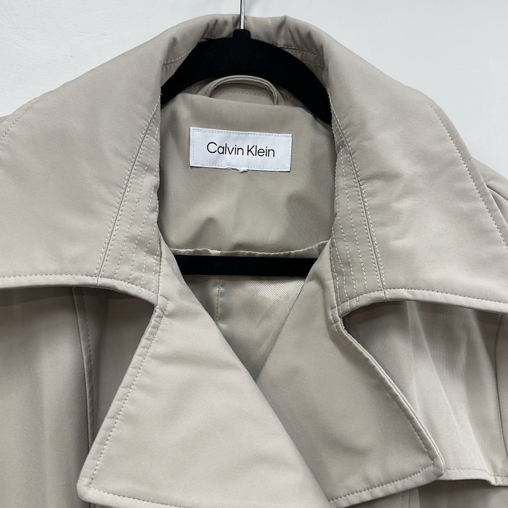 Calvin Klein Soft Shell tan Trench Coat L - Picture 3 of 6